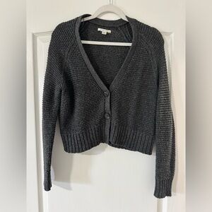 American Eagle Outfitters Charcoal Knit Cropped Cardigan